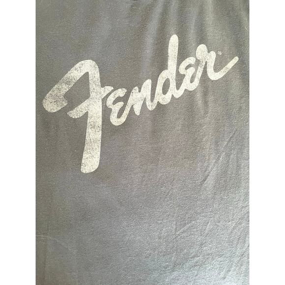 Fender Logo T-Shirt Gray Medium Guitar Music Tee - Picture 6 of 6